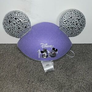 Disney Parks Silver and Purple Bling Glitter Mickey Ears Hat NWT